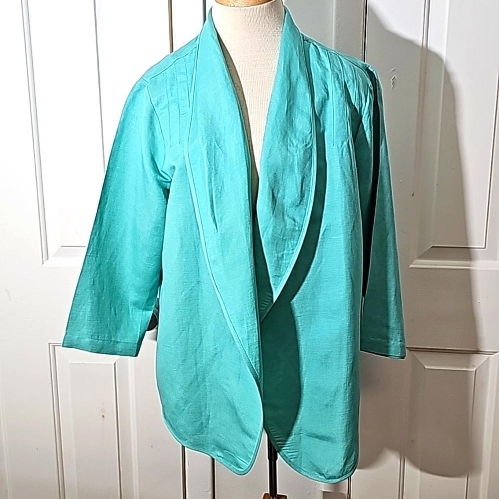 Christopher & Banks cardegan open jacket.‎ Lovely shade of green. linen/rayon XL